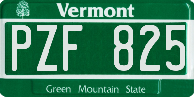 VT license plate PZF825
