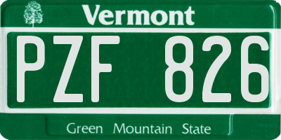 VT license plate PZF826