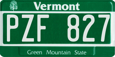 VT license plate PZF827