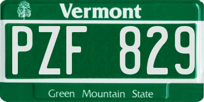 VT license plate PZF829