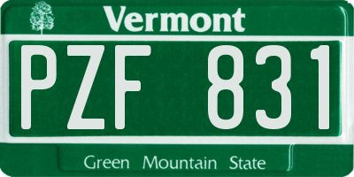 VT license plate PZF831