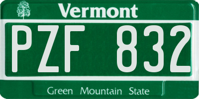 VT license plate PZF832