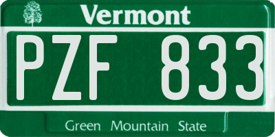 VT license plate PZF833