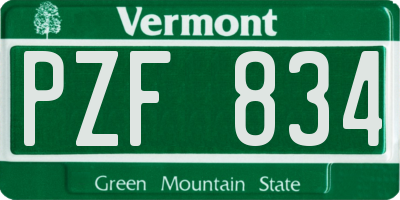 VT license plate PZF834