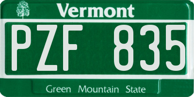 VT license plate PZF835