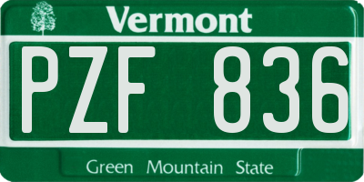 VT license plate PZF836