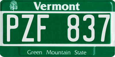 VT license plate PZF837