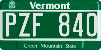 VT license plate PZF840