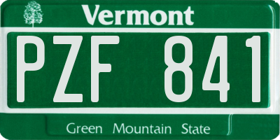 VT license plate PZF841