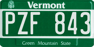 VT license plate PZF843