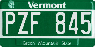 VT license plate PZF845