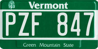 VT license plate PZF847