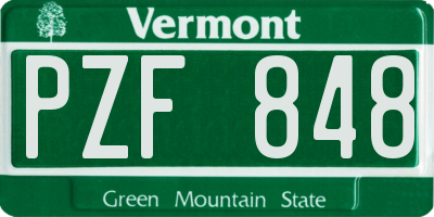 VT license plate PZF848