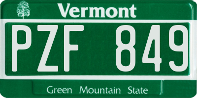 VT license plate PZF849