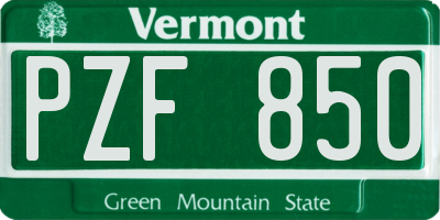 VT license plate PZF850