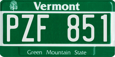 VT license plate PZF851