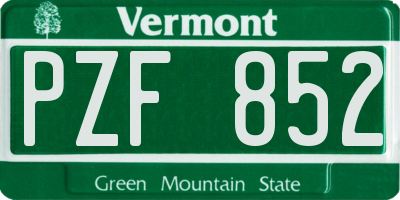 VT license plate PZF852