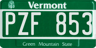 VT license plate PZF853