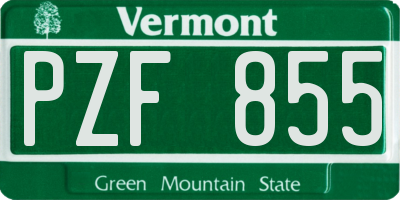 VT license plate PZF855