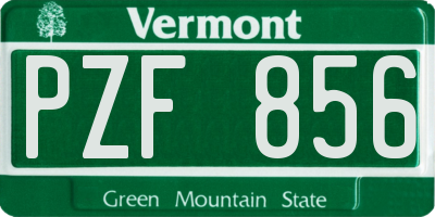 VT license plate PZF856