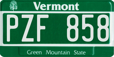 VT license plate PZF858