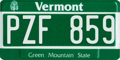 VT license plate PZF859
