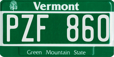 VT license plate PZF860