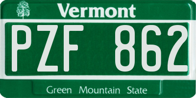 VT license plate PZF862