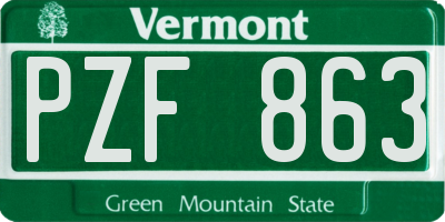 VT license plate PZF863