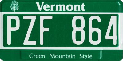 VT license plate PZF864