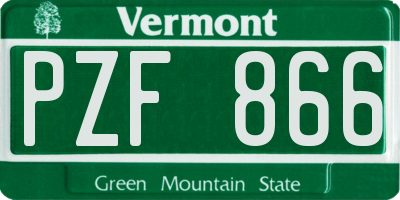 VT license plate PZF866