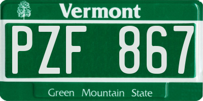 VT license plate PZF867
