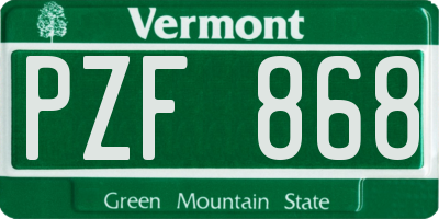 VT license plate PZF868
