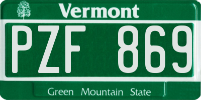 VT license plate PZF869