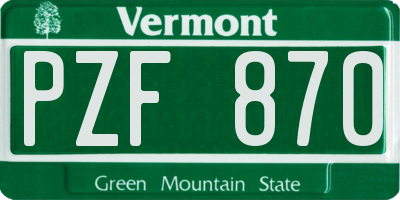 VT license plate PZF870