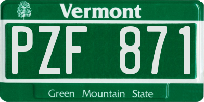 VT license plate PZF871