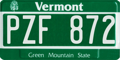 VT license plate PZF872