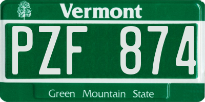 VT license plate PZF874