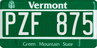 VT license plate PZF875