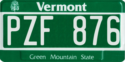 VT license plate PZF876