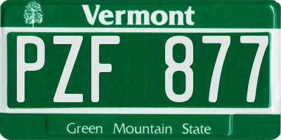 VT license plate PZF877