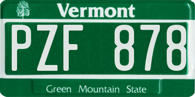 VT license plate PZF878