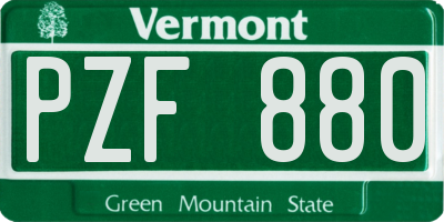 VT license plate PZF880