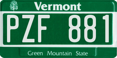 VT license plate PZF881