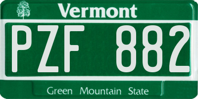 VT license plate PZF882