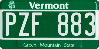 VT license plate PZF883
