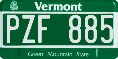 VT license plate PZF885