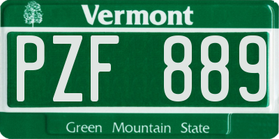VT license plate PZF889