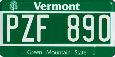 VT license plate PZF890
