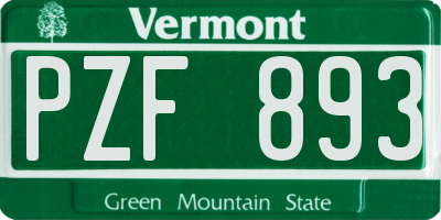 VT license plate PZF893